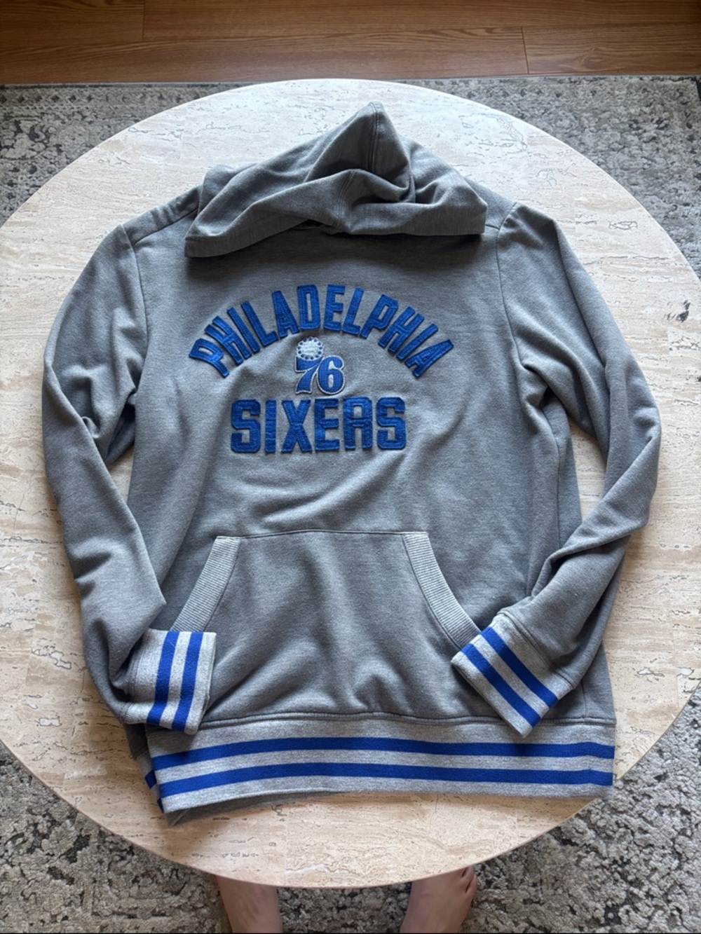 Fanatics Gray and Blue Philadelphia Sixers Zip-Up Sweater